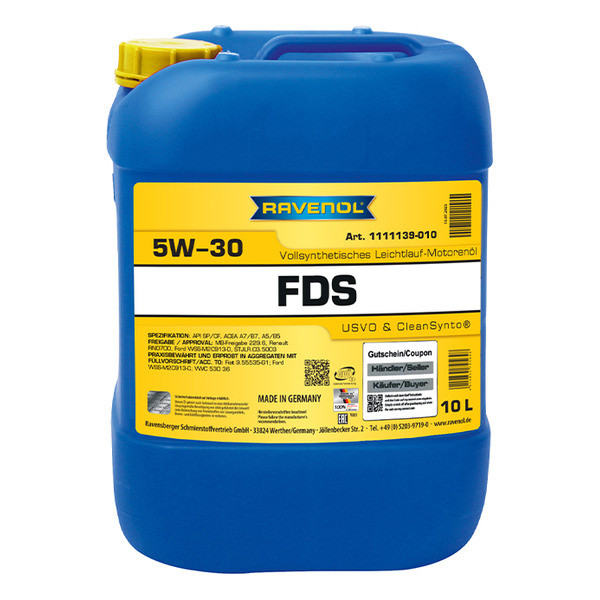 Моторное масло RAVENOL FDS 5W-30 10 литров