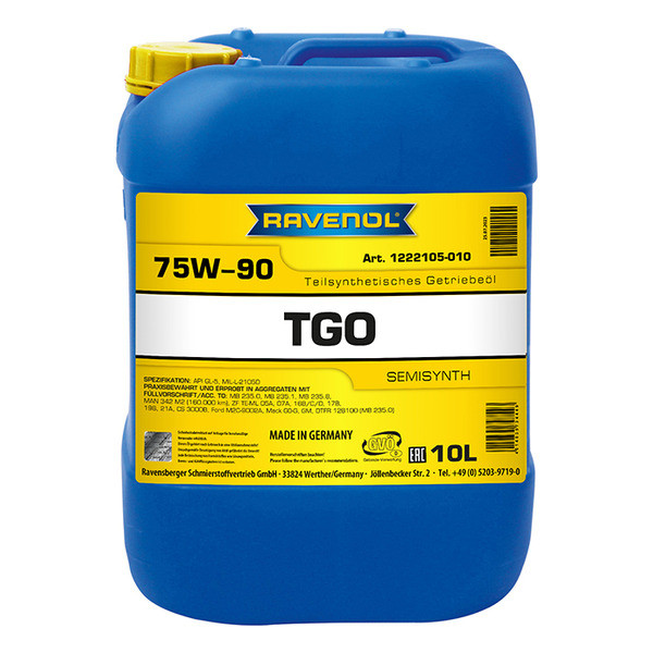 Трансмиссионное масло RAVENOL TGO 75W-90 10 литров