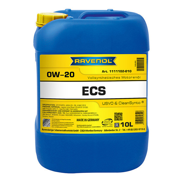 Моторное масло RAVENOL ECS EcoSynth 0W-20 10 литров