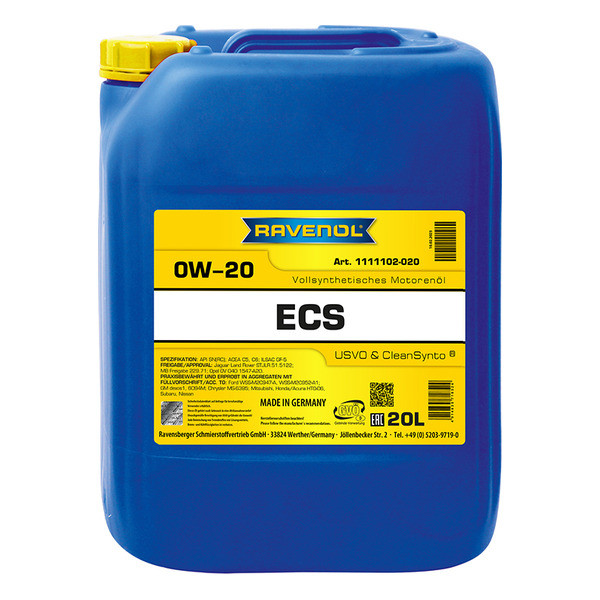 Моторное масло RAVENOL ECS EcoSynth 0W-20 20 литров