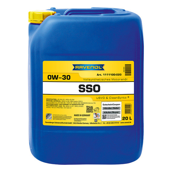 Моторное масло RAVENOL SSO 0W-30 20 литров