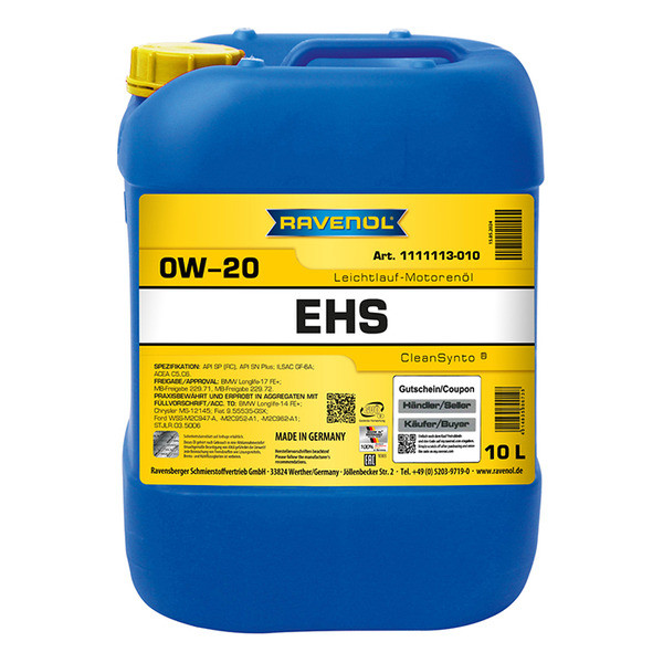 Моторное масло RAVENOL EHS 0W-20 10 литров