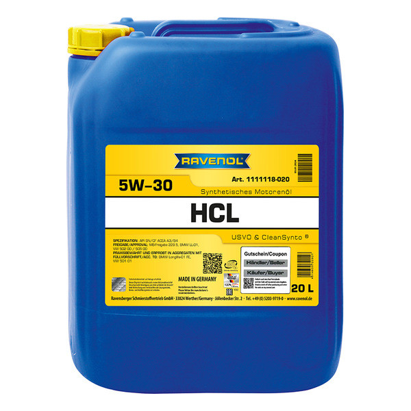 Моторное масло RAVENOL HCL 5W-30 20 литров