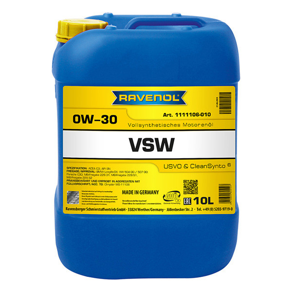 Моторное масло RAVENOL VSW 0W-30 10 литров