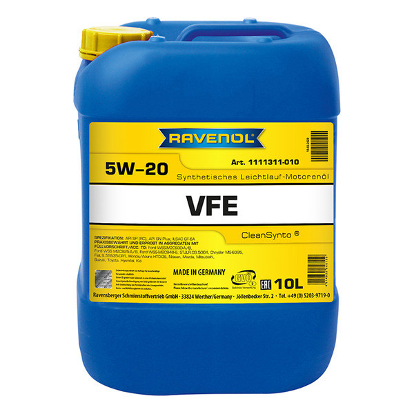 Моторное масло RAVENOL VFE 5W-20 10 литров