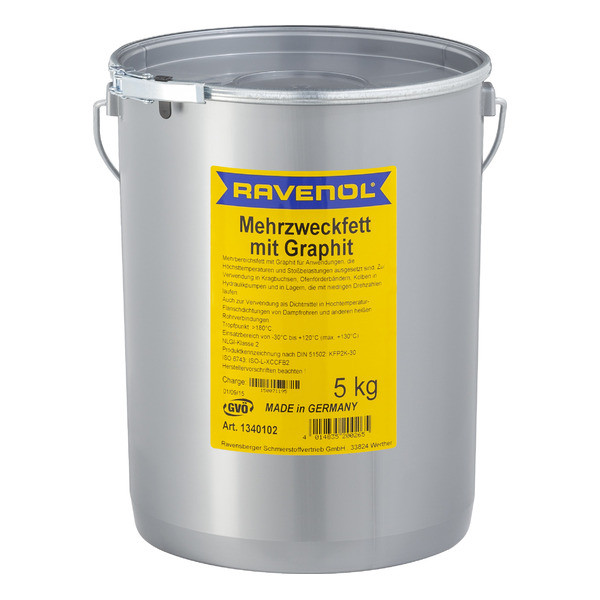Пластичная смазка с графитом RAVENOL Mehrzweckfett m. Graphit 5 кг