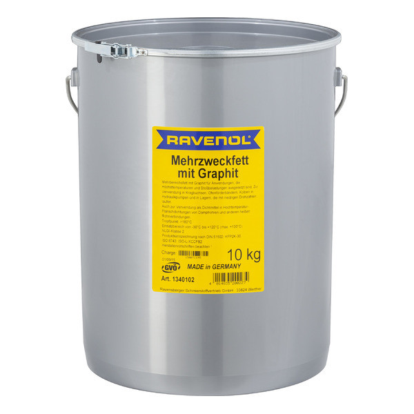 Пластичная смазка с графитом RAVENOL Mehrzweckfett m. Graphit 10 кг