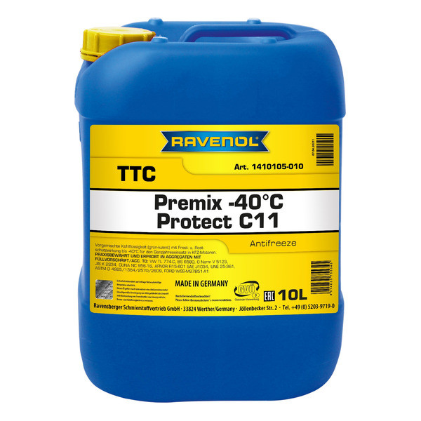 Антифриз RAVENOL TTC Protect C11 Premix -40C (готовый) 10 литров